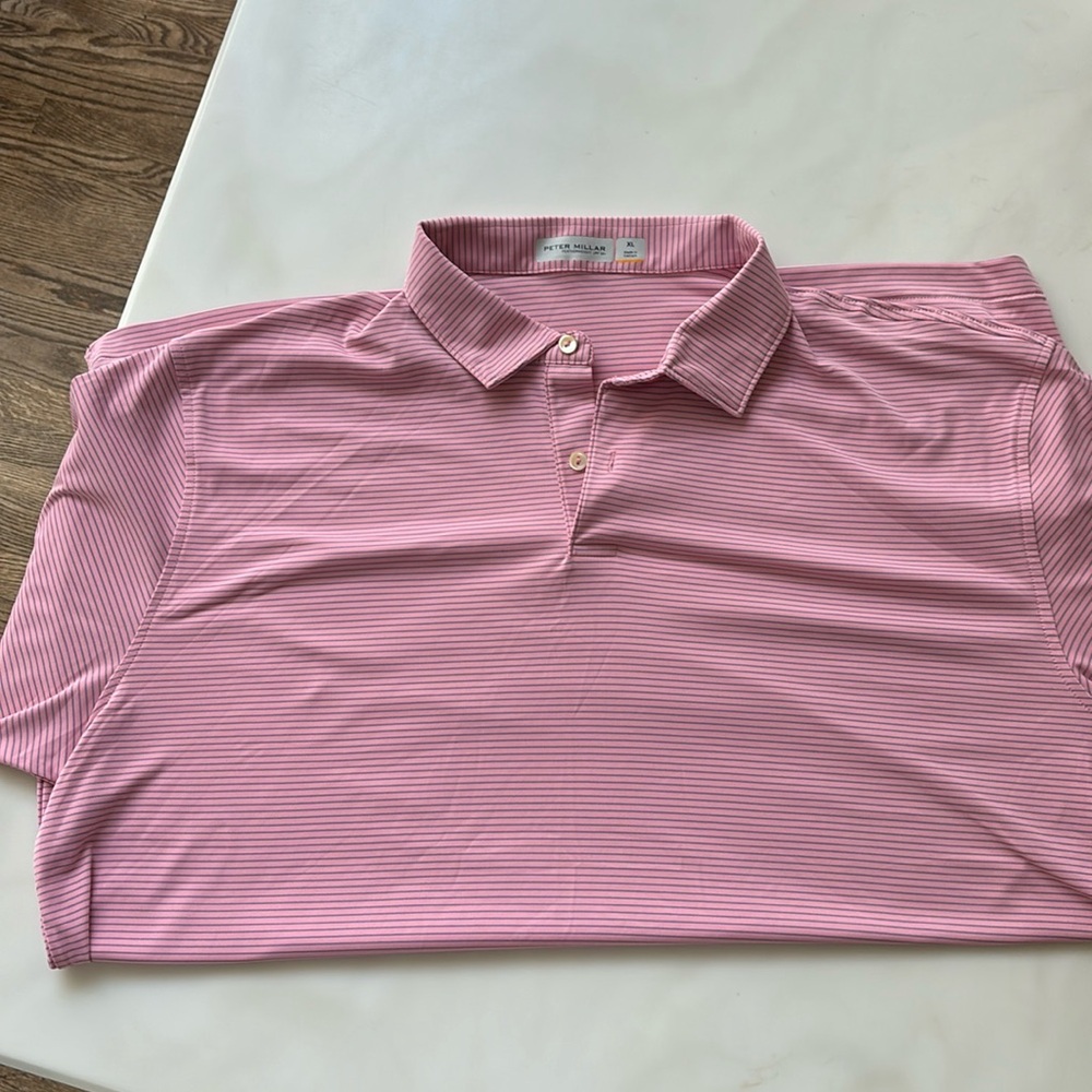 Peter Millar Pink Striped Polo Shirt